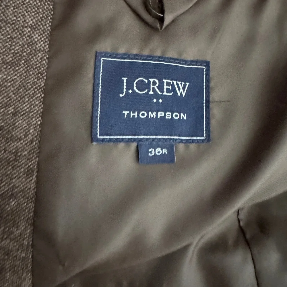 J.Crew Thompson Blazer Mens 38R Brown Heathered Wool Blend Two-Button Jacket